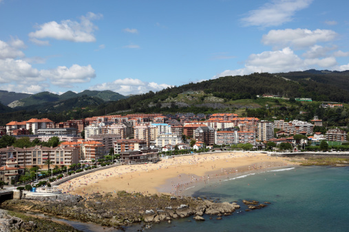 Beach in town Castro Urdiales. Atlantic Ocean coast - Costa Verde in Cantabria, Spain