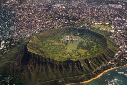 The Amazing Crater of Diamond Head, Honolulu, Oahu, Hawaii.