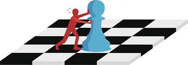 Vector illustration of Pushing Chess Pawn