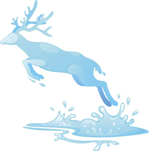 Vector illustration of Jumping deer out of water vector