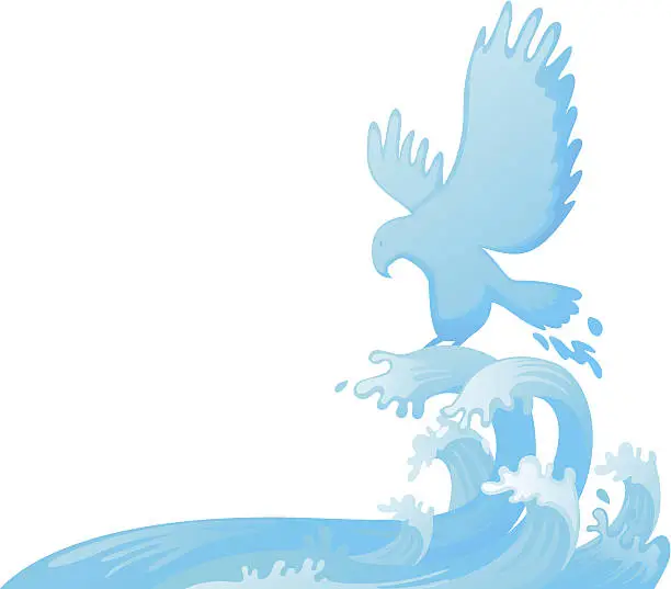 Vector illustration of Jumping eagle out of water vector