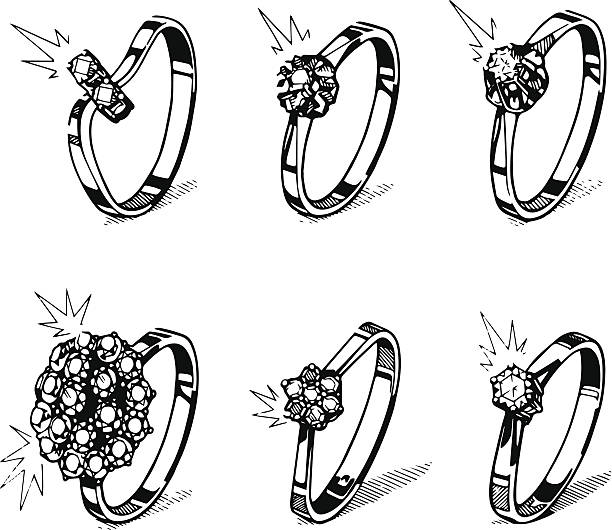 Diamond ring Vintage illustration of  Diamant rings. diamond ring clipart stock illustrations