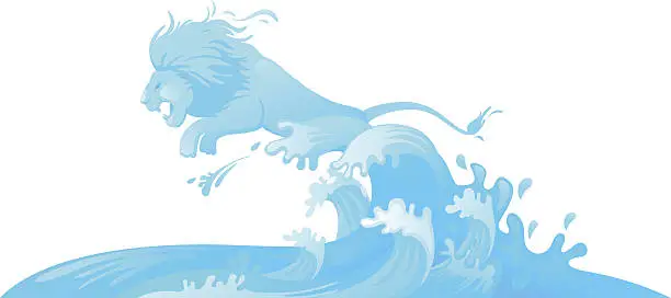 Vector illustration of Jumping lion out of water vector