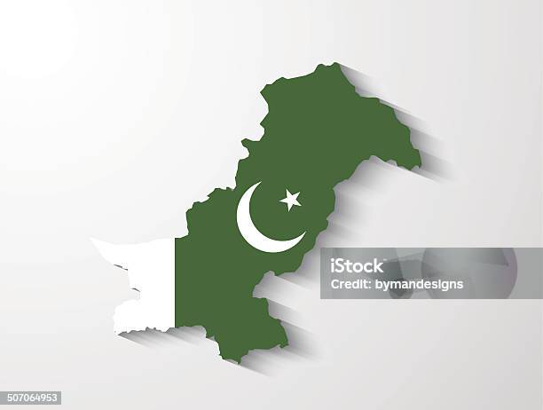 Pakistan Mapa Z Cień Wpływ Prezentacji - Stockowe grafiki wektorowe i więcej obrazów Abstrakcja - Abstrakcja, Azja, Bez ludzi