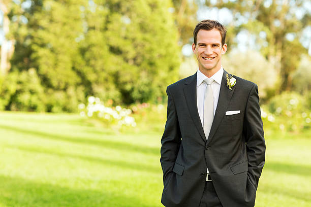 istock Happy Groom Standing In Garden 507066237