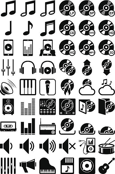 Vector music icon set vector art illustration