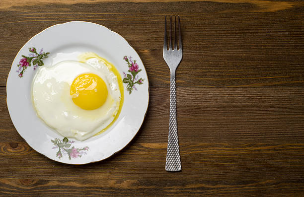 istock fried eggs sunny side up on a plate on wooden 507066764