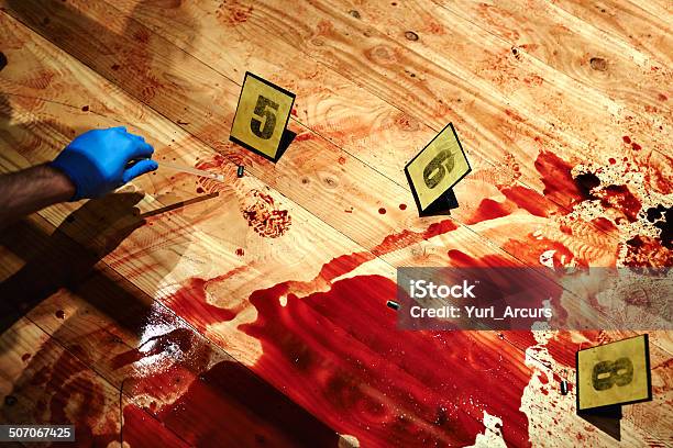 Collecting Bloody Evidence Stock Photo - Download Image Now - Crime Scene, Murder, Blood