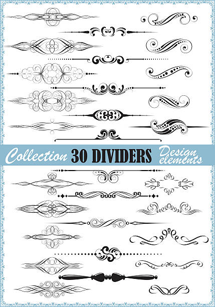 ilustrações, clipart, desenhos animados e ícones de coleção de divisores e elementos de design - spiral plant attribute style invitation