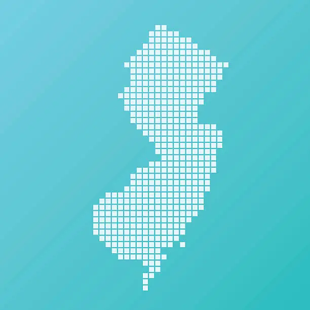 Vector illustration of New Jersey Map Basic Square Pattern Turquoise