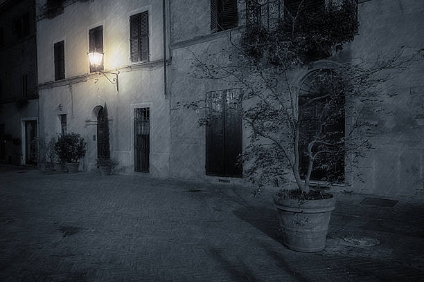 istock Old European street after dark 507069824
