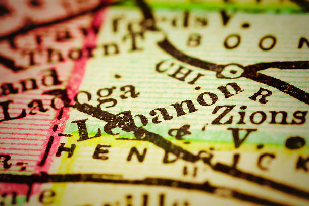 istock Lebanon, Indiana on an Antique map 507071038