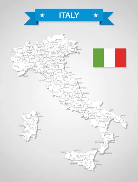 Vector illustration of Italy - old-fashioned map - Illustration