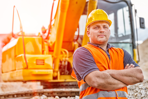 Earth Digger Driver at construction site