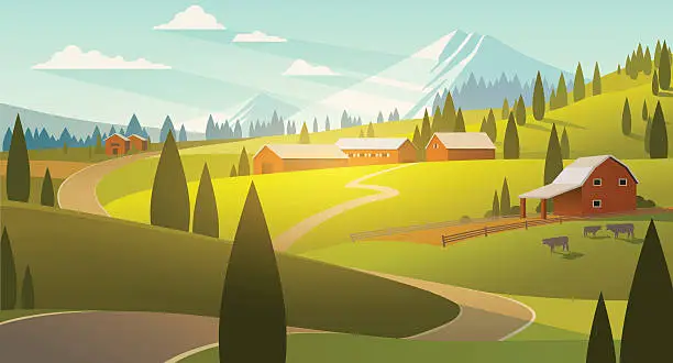 Vector illustration of Rural landscape illustration