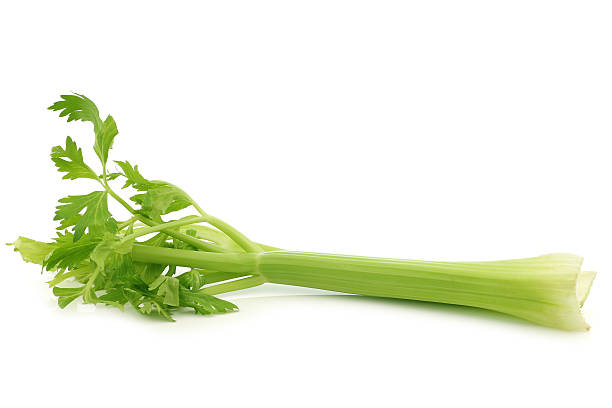fresco sedano - celery leaf celeriac isolated foto e immagini stock