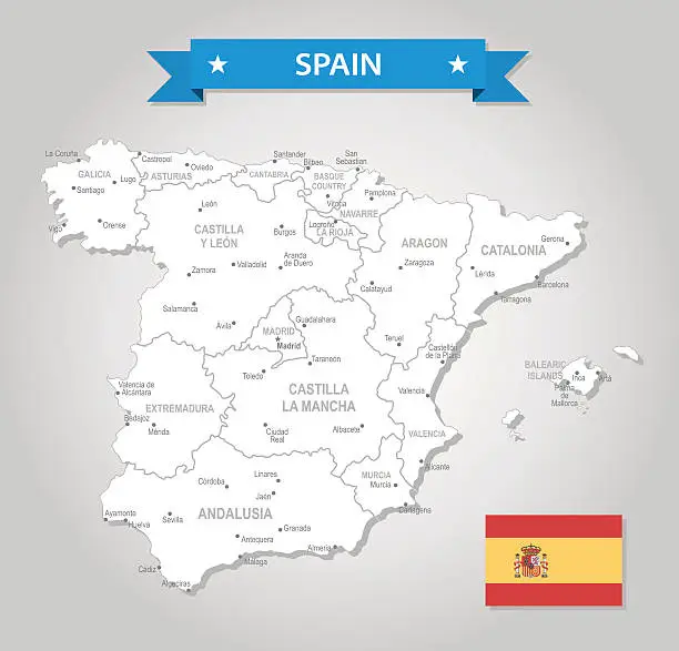 Vector illustration of Spain - old-fashioned map - Illustration