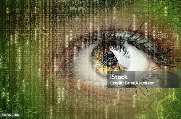 Digital Data And Eye Stock Photo - Download Image Now - Eye, Eyesight, Green Color