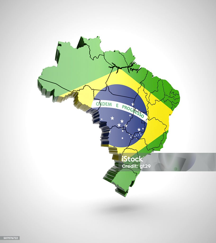 Peta Brasil Dengan Efek Bayangan Pada Latar Belakang Abuabu Foto Stok -  Unduh Gambar Sekarang - iStock