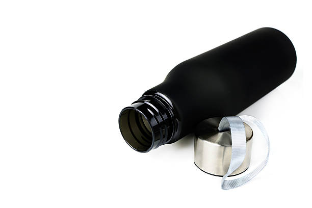 istock Black plastic bottle water canteen isolated white 507078670
