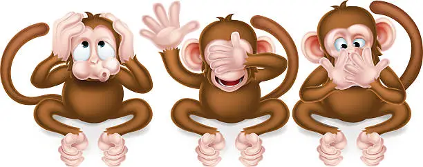 Vector illustration of Three Wise Monkeys