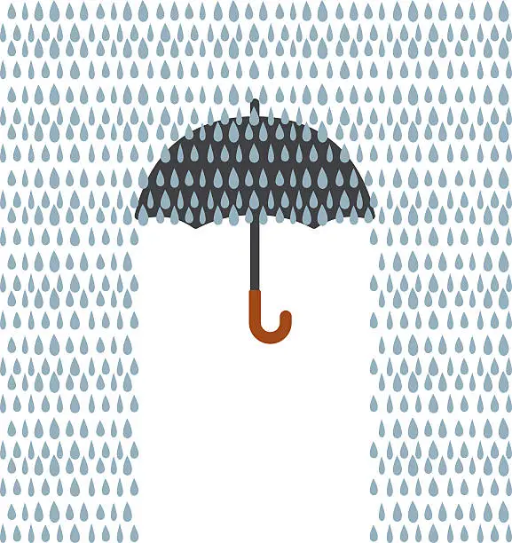 Vector illustration of Umbrella and Rain