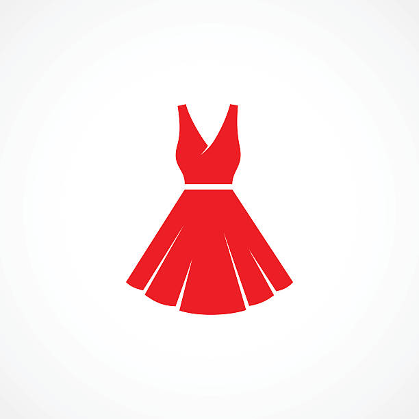 Dress Icon Red Dress Icon on white background dress illustrations stock illustrations