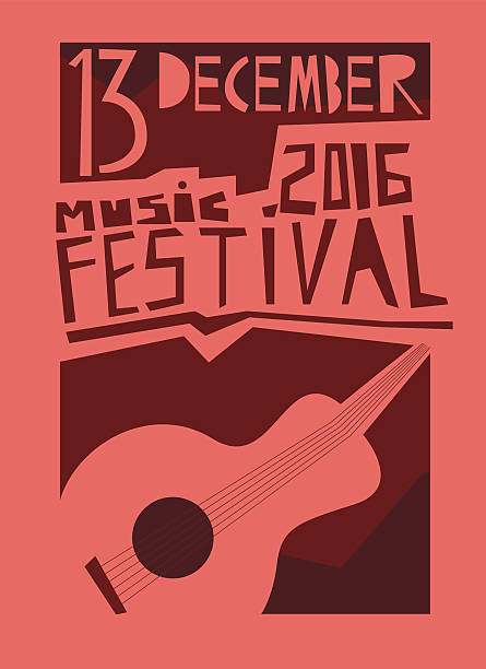ilustraciones, imágenes clip art, dibujos animados e iconos de stock de evento póster o flyer con guitarra acústica. - music festival