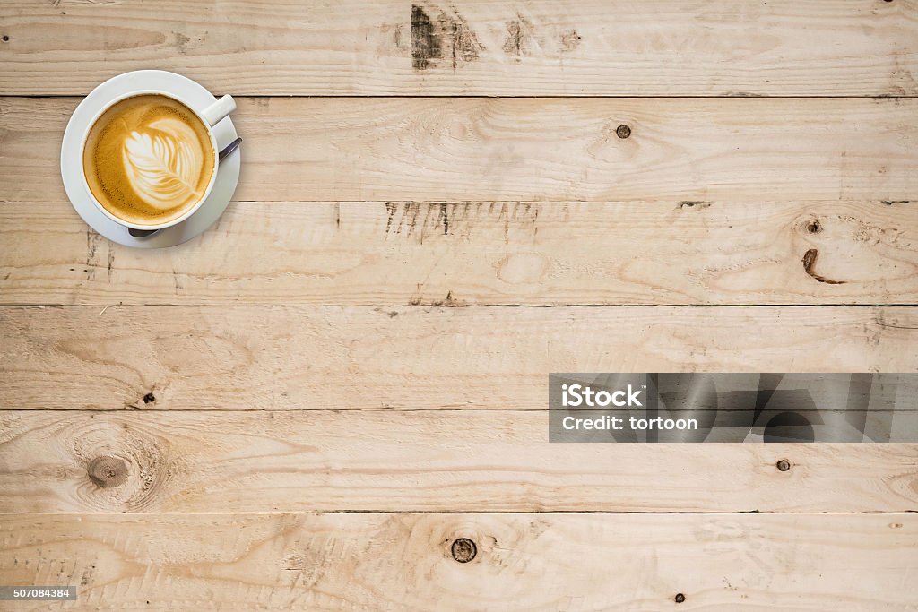 coffee cup on wood table with space Coffee - Drink Stock Photo