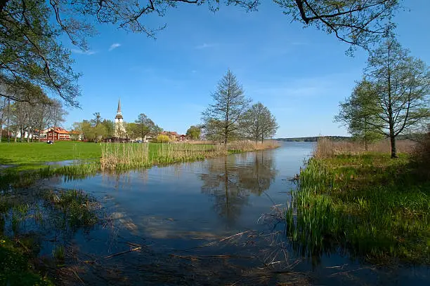Bay on the lake Malaren near the Gripsholm castle in Mariefred