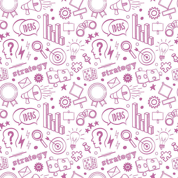 Seamless Business Strategy Pattern Seamless vector background contains doodle style & fashion drawings. megaphone drawings stock illustrations