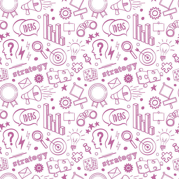 Seamless Business Strategy Pattern Seamless vector background contains doodle style & fashion drawings. background of a definition stock illustrations