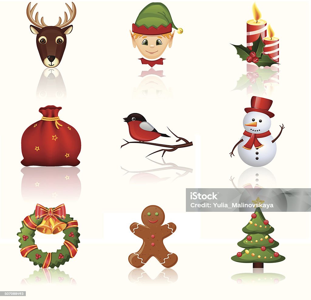 Coloré d'icônes de Noël et du Nouvel An.  illustration vectorielle. - clipart vectoriel de Lebkuchen libre de droits