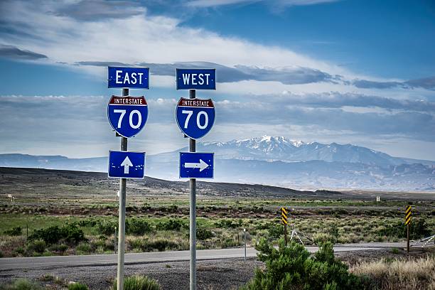 istock Interstate Signs in Colorado in Front of Large Mountains 507088511