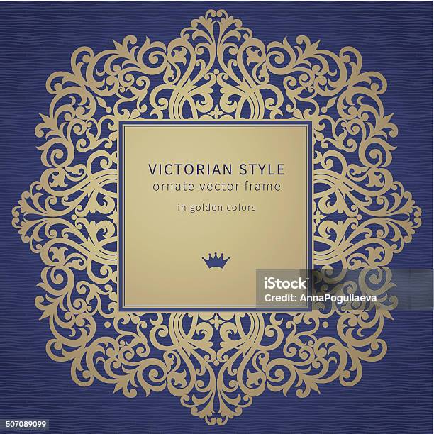 Vector Golden Frame In Victorian Style Stock Illustration - Download Image Now - Victorian Style, Backgrounds, Ornate