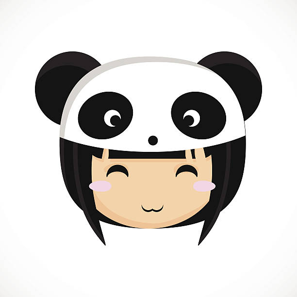 ilustrações de stock, clip art, desenhos animados e ícones de rosto de um pouco de menina engraçada em máscara panda.  ilustração. - manga style women little girls teenage girls
