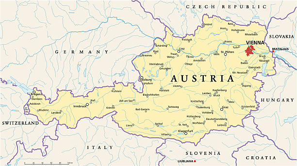 austria mapa polityczna - bregenzwald stock illustrations