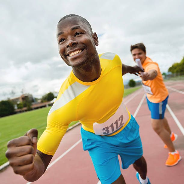 istock Athletes in a relay race 507093699