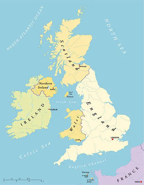 Vector illustration of British Isles Map