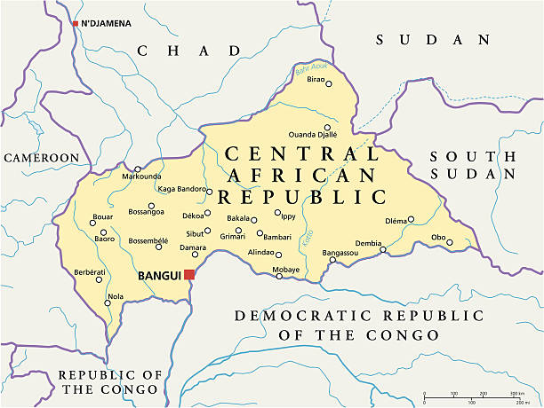 republika środkowoafrykańska polityczne mapy - bangui stock illustrations