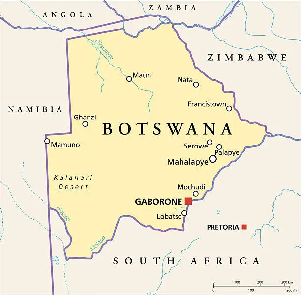 Vector illustration of Botswana Political Map