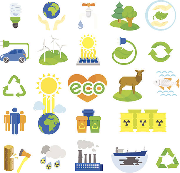 illustrazioni stock, clip art, cartoni animati e icone di tendenza di icone di eco - acid rain