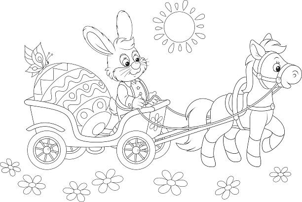 easter bunny - baumwollschwanzkaninchen stock-grafiken, -clipart, -cartoons und -symbole