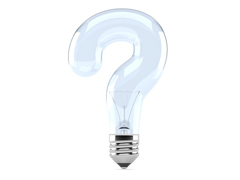 Lightbulb with question mark isolated on white background