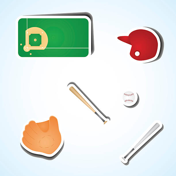 Set baseball icons Set icons of baseball equipment baseball-scorecard stock illustrations