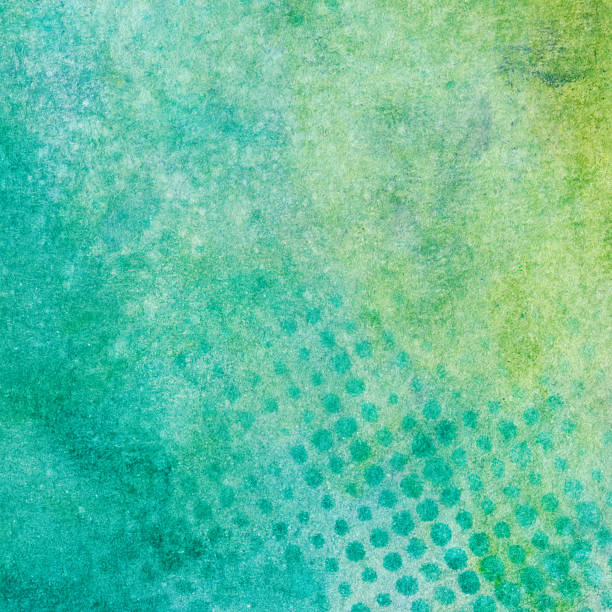 istock Colorful turquoise and green hand painted background with texture 507112486