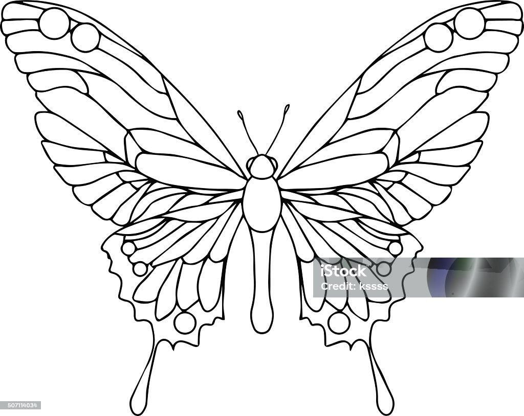 Hand Drawn Ornamental Butterfly Outline Illustration Stock ...