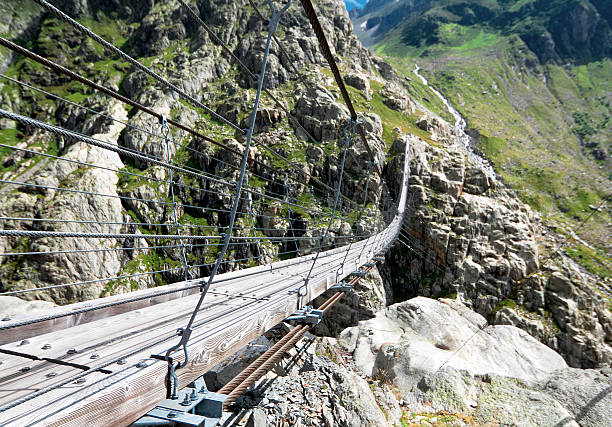 istock Trift Bridge, pedestrian-only suspension bridge in Alps 507117260