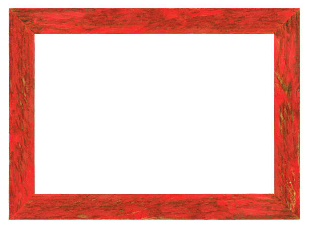 Old weathered red wood frame, isolated on white, clipping path included.