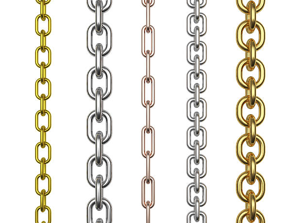 istock Set of metal, silver and golden chains 507118522